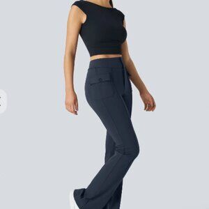 NWT Halara High Waisted Button Side Flap Pocket Flare Casual Cargo Pants MED